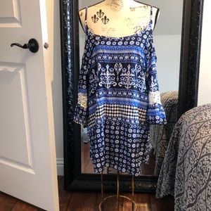 Sz M navy white sun dress